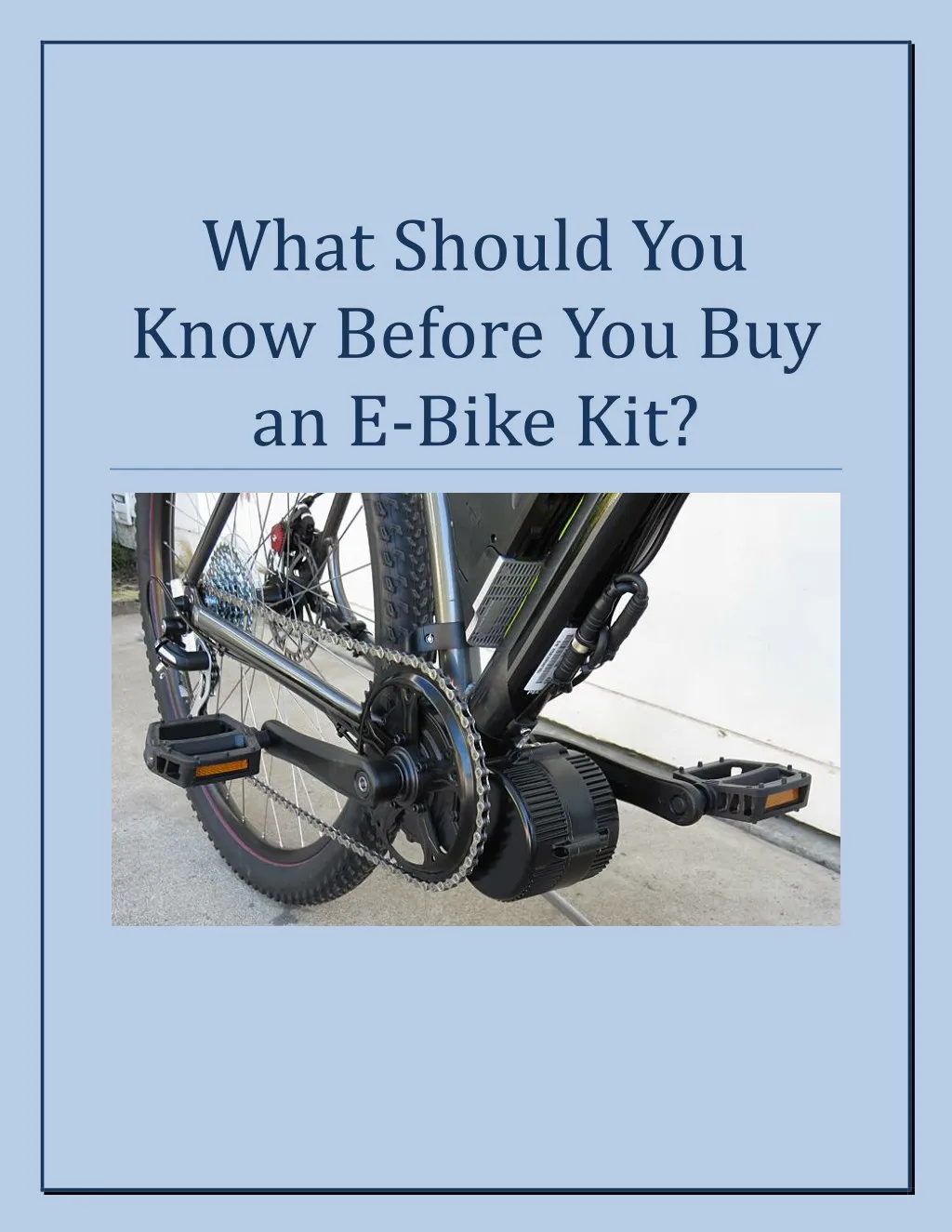 what should you know before you buy an e bike kit