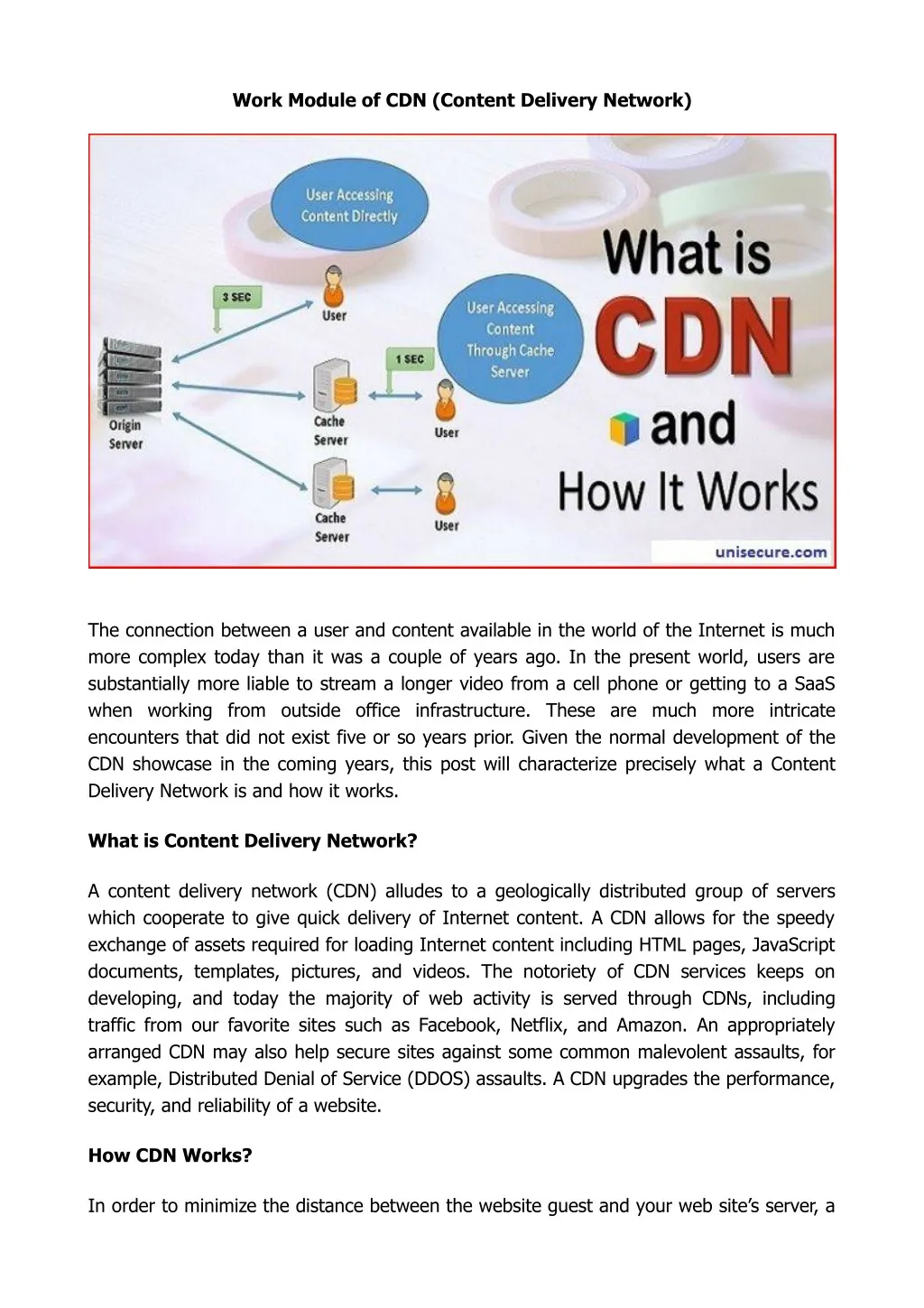 work module of cdn content delivery network