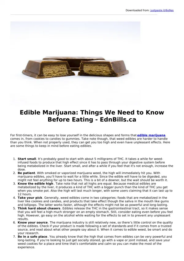 Edible Marijuana: Things We Need to Know Before Eating - EdnBills.ca