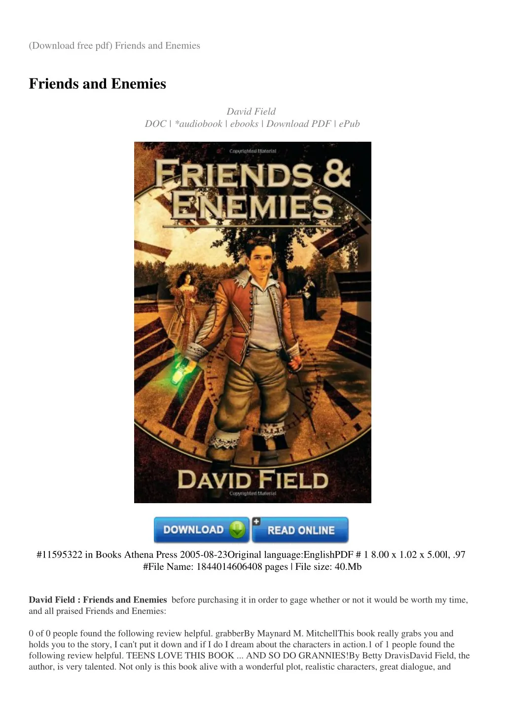 download free pdf friends and enemies