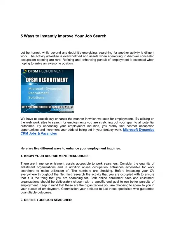 5 Ways to Instantly Improve Your Job Search