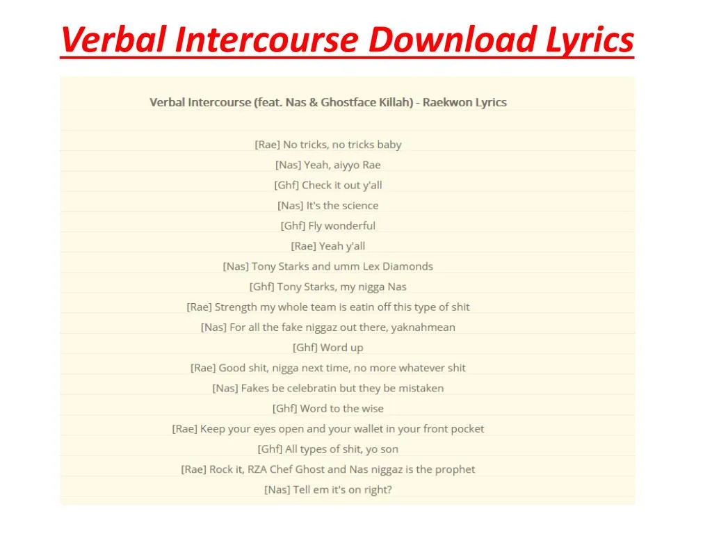 verbal intercourse download lyrics