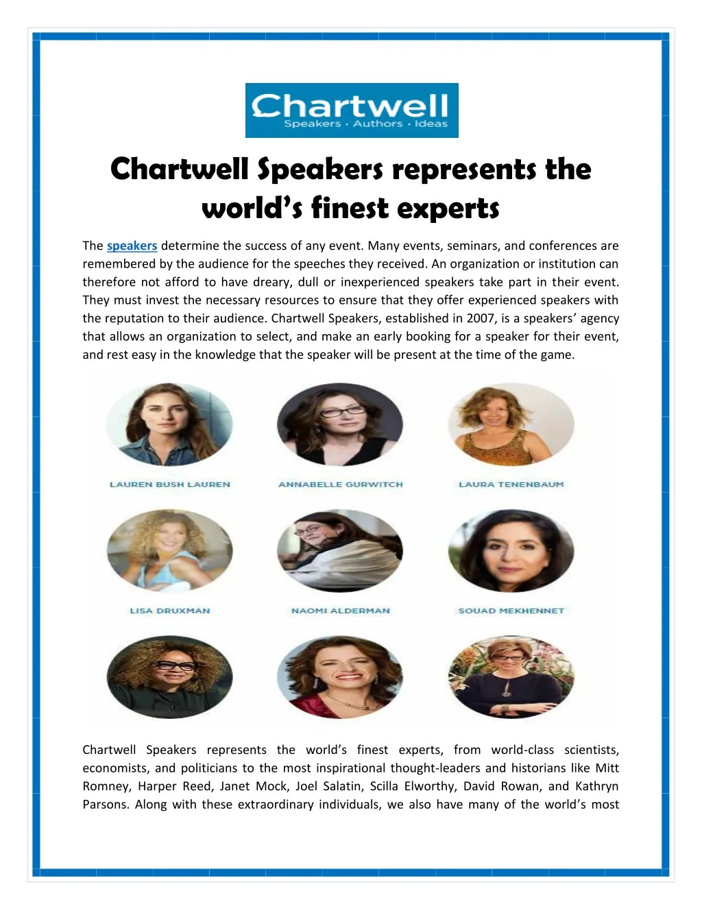 chartwell speakers represents the world s finest