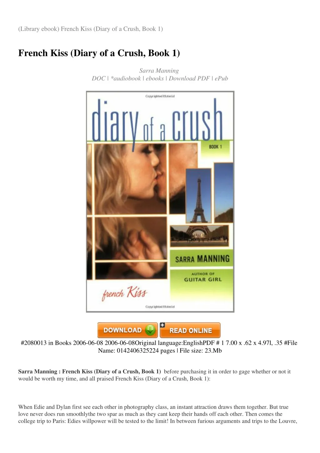 library ebook french kiss diary of a crush book 1