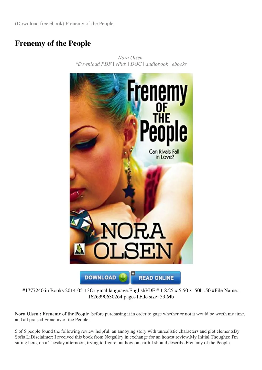 download free ebook frenemy of the people