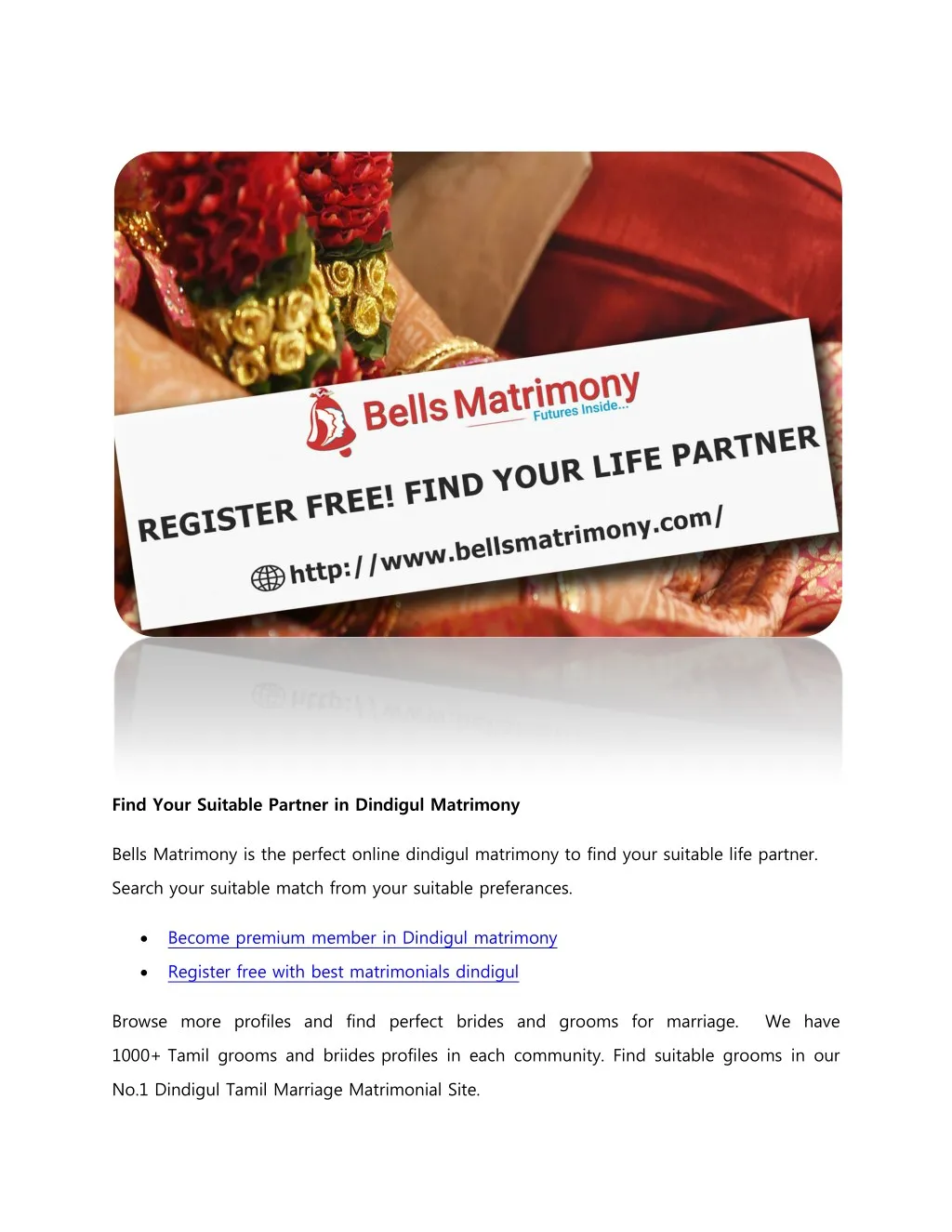 find your suitable partner in dindigul matrimony