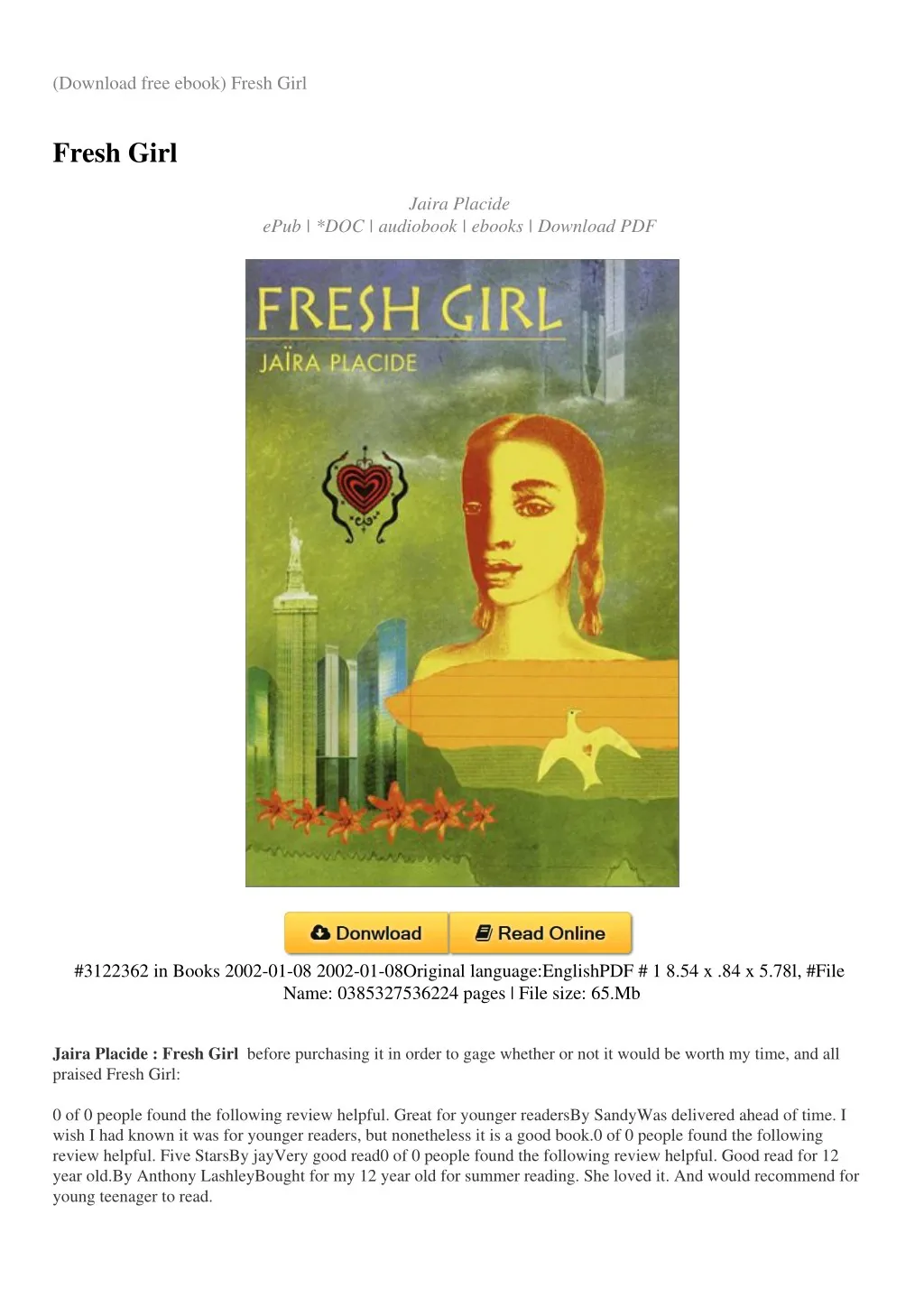 download free ebook fresh girl