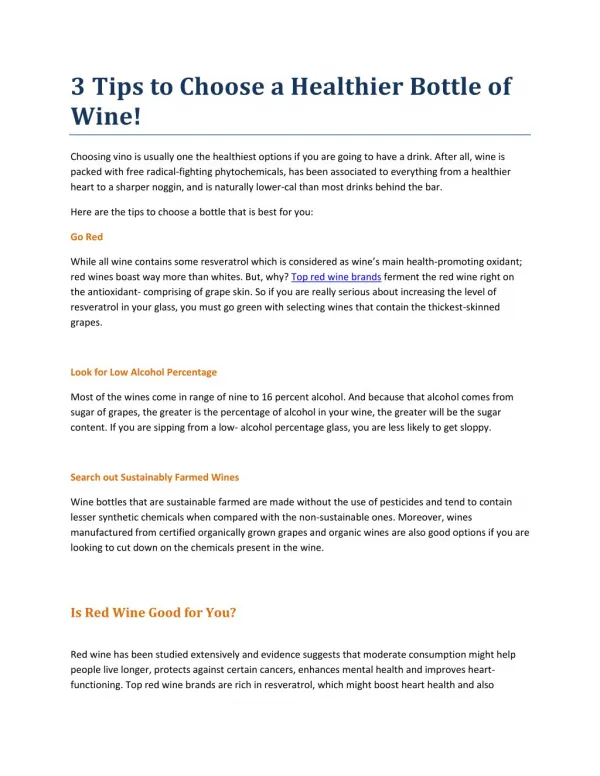 3 Tips to Choose a Healthier Bottle of Wine