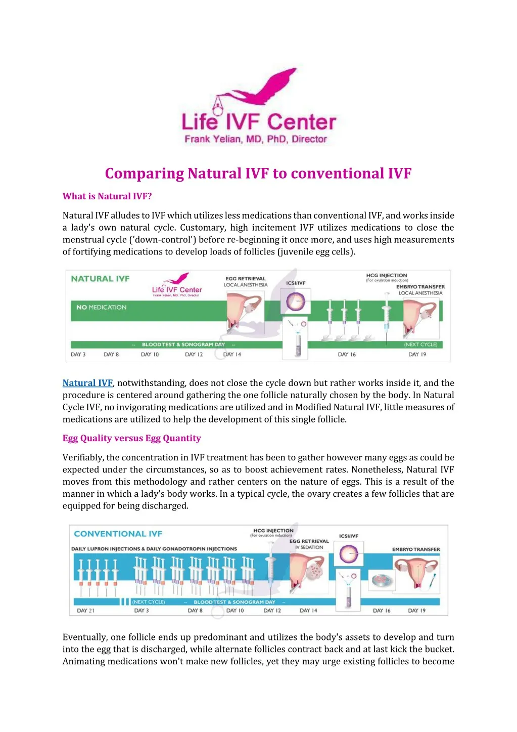 comparing natural ivf to conventional ivf