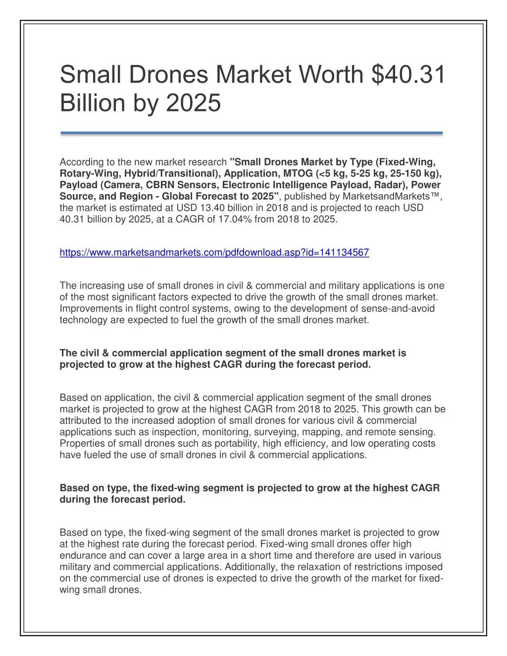 small drones market worth 40 31 billion by 2025