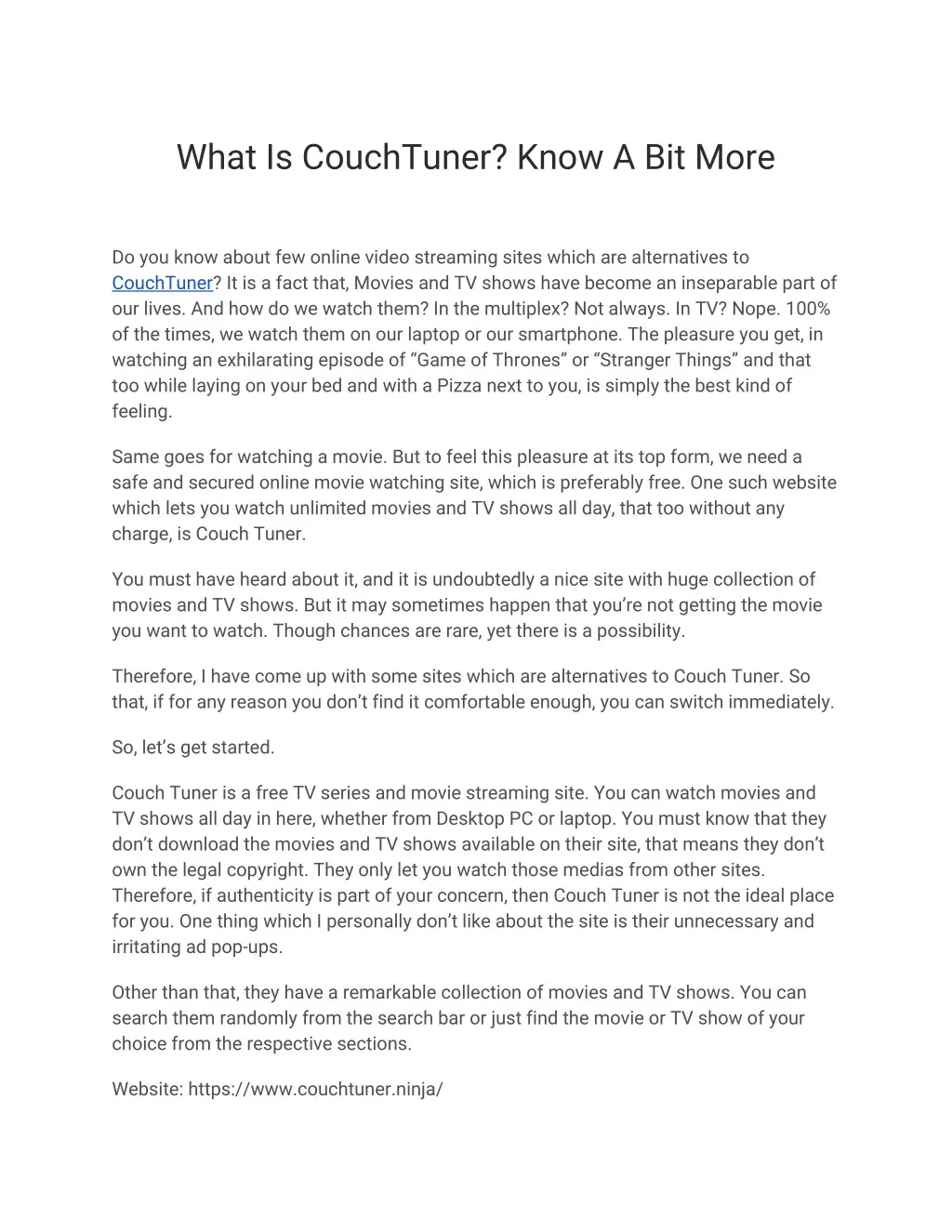 what is couchtuner know a bit more