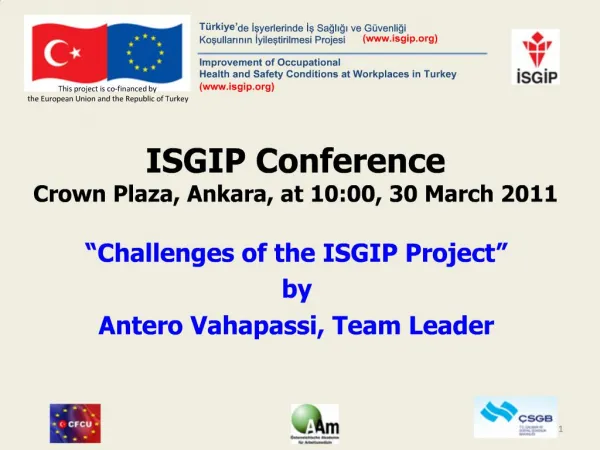 ISGIP Conference Crown Plaza, Ankara, at 10:00, 30 March 2011