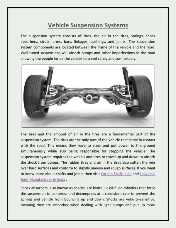 Vehicle Suspension Systems