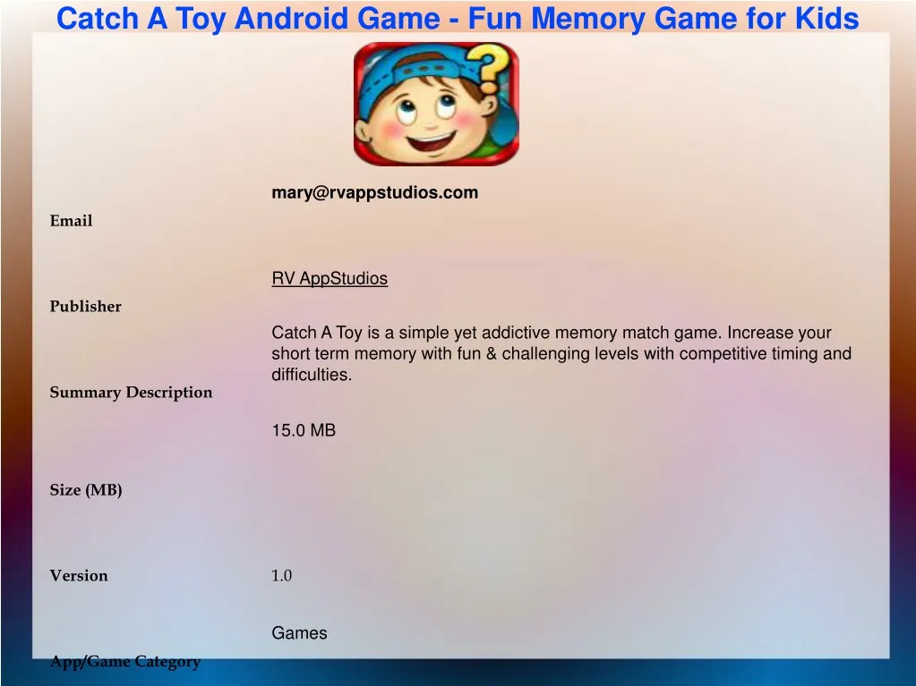 catch a toy android game fun memory game for kids
