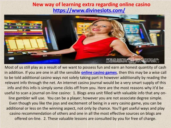 New way of learning extra regarding online casino