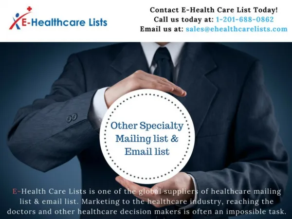 Other Specialty Mailing list | Other Specialty Email List | E-Health-Care-Lists