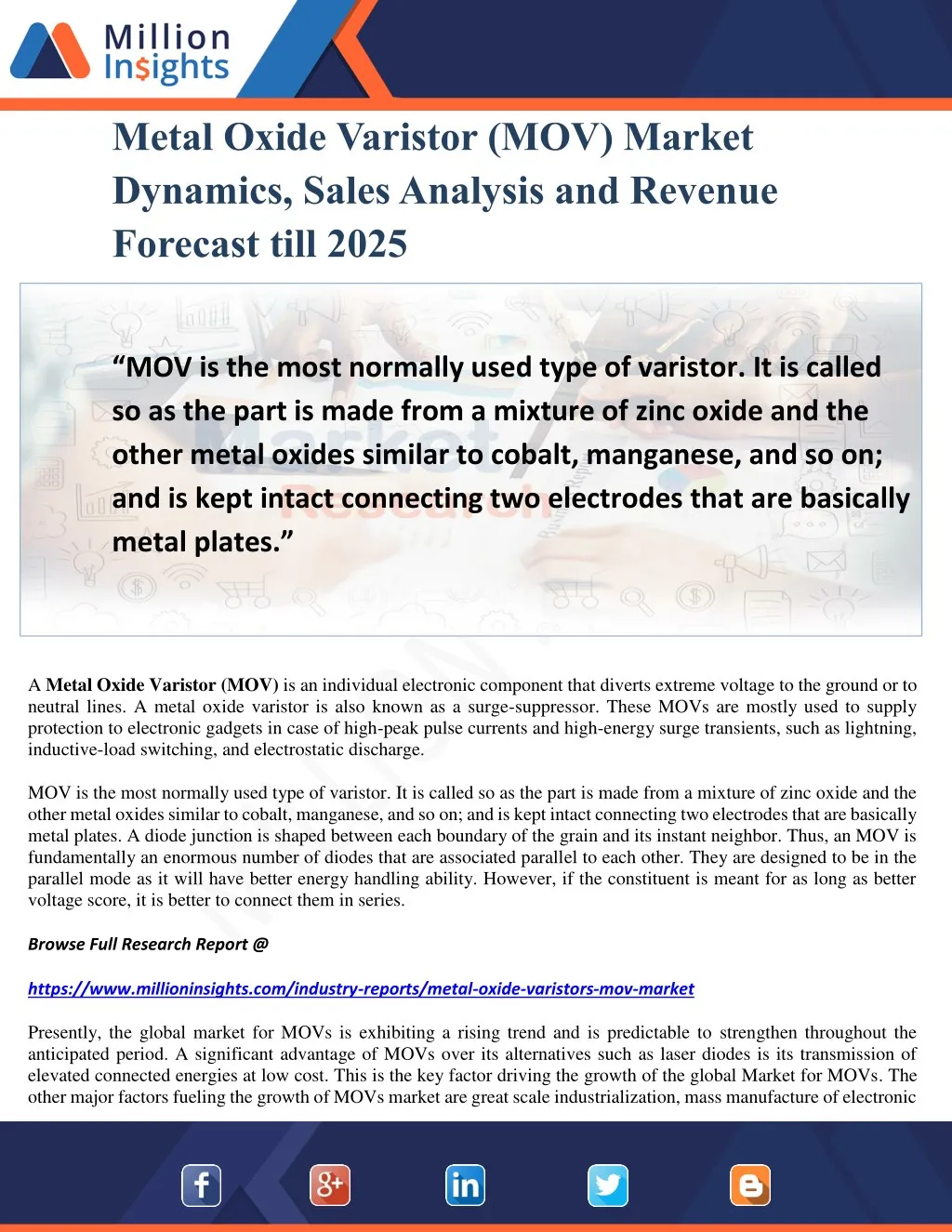 metal oxide varistor mov market dynamics sales