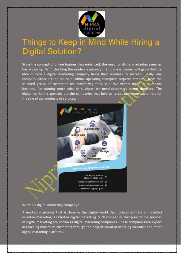 Things to Keep in Mind While Hiring a Digital Solution?