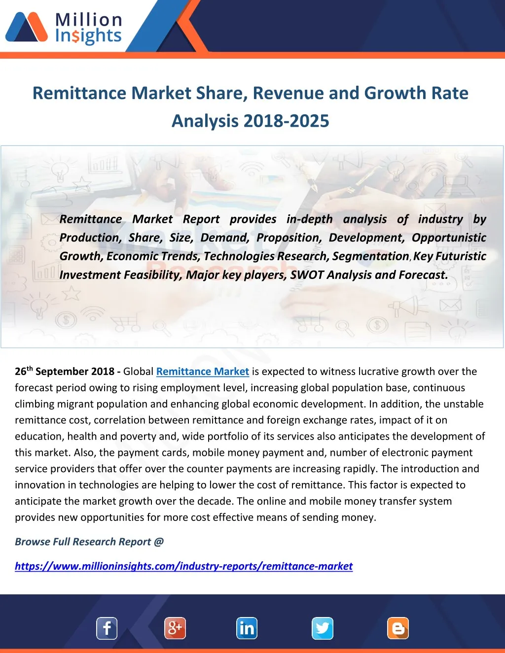 remittance market share revenue and growth rate