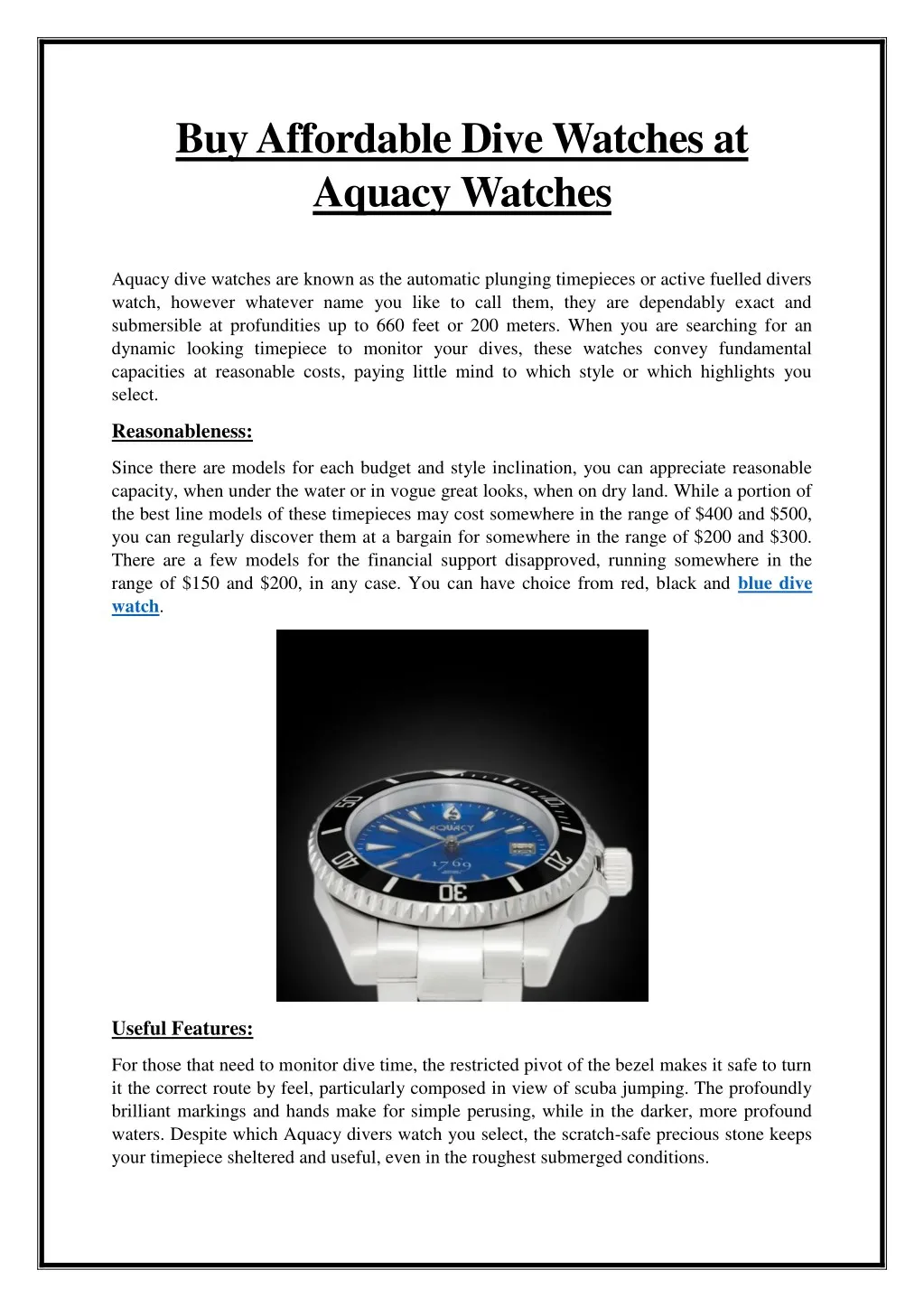 buy affordable dive watches at aquacy watches
