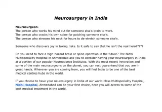 Neurosurgery in India | Nidhi Multispeciality Hospital