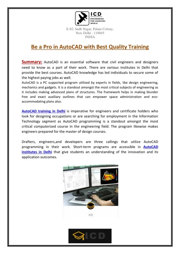 Be a Pro in AutoCAD with Best Quality Training