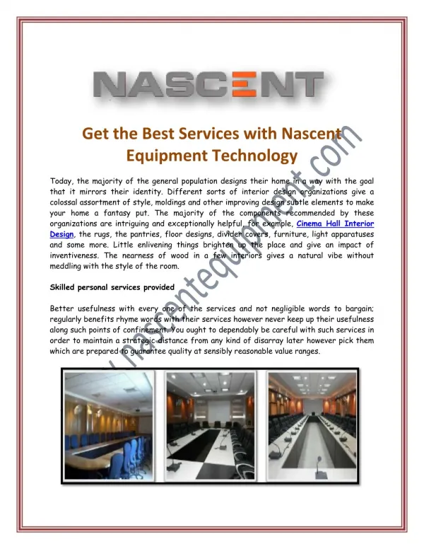 Get the Best Services with Nascent Equipment Technology