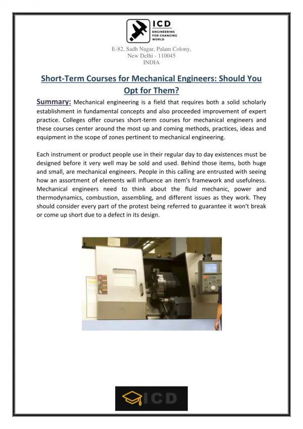 Short-Term Courses for Mechanical Engineers: Should You Opt for Them?