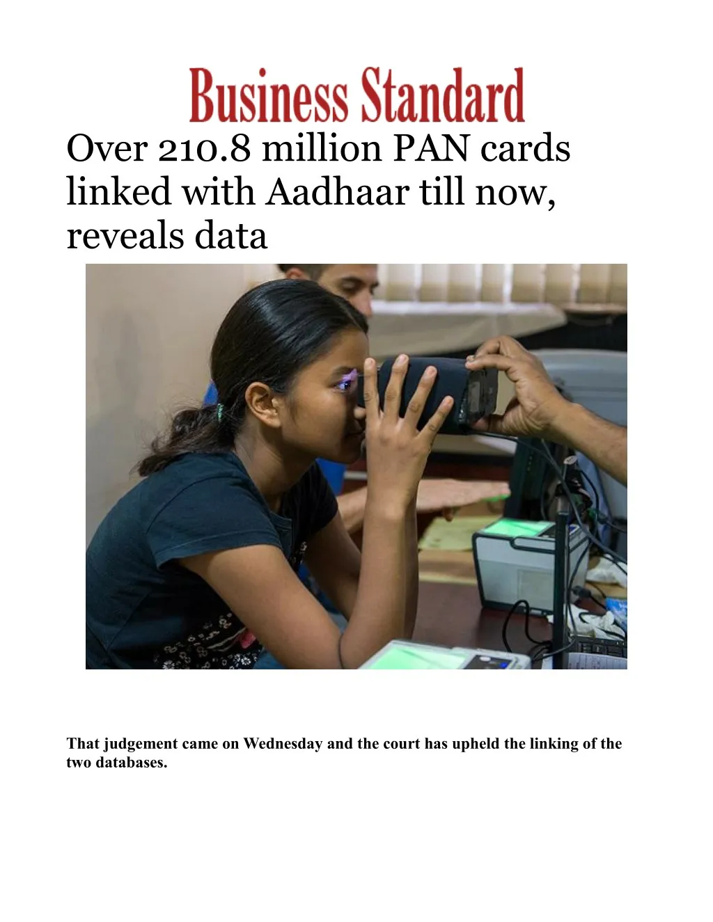 over 210 8 million pan cards linked with aadhaar