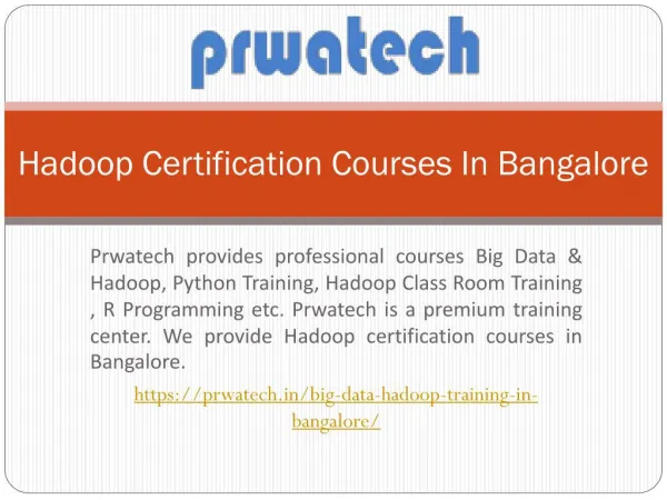 Hadoop Certification Courses in Bangalore