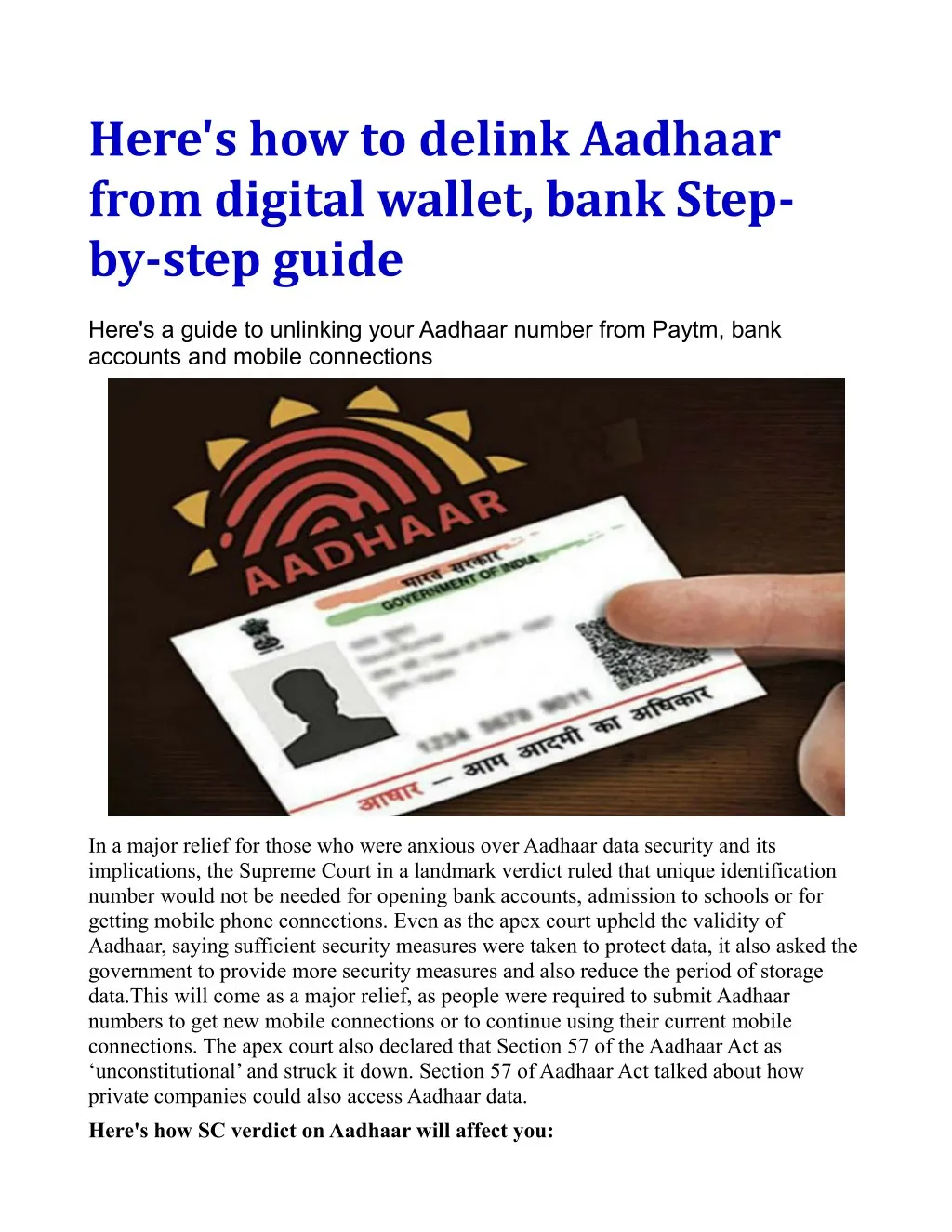 here s how to delink aadhaar from digital wallet