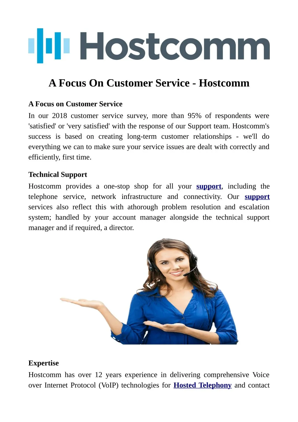 a focus on customer service hostcomm