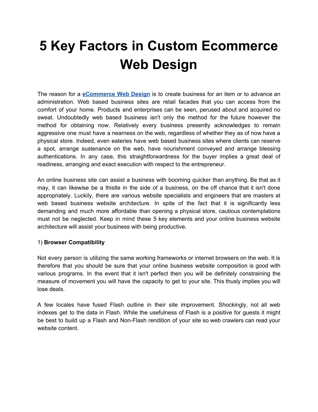 5 key factors in custom ecommerce web design
