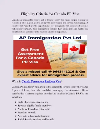 Eligibility Criteria for Canada PR Visa - slide 1