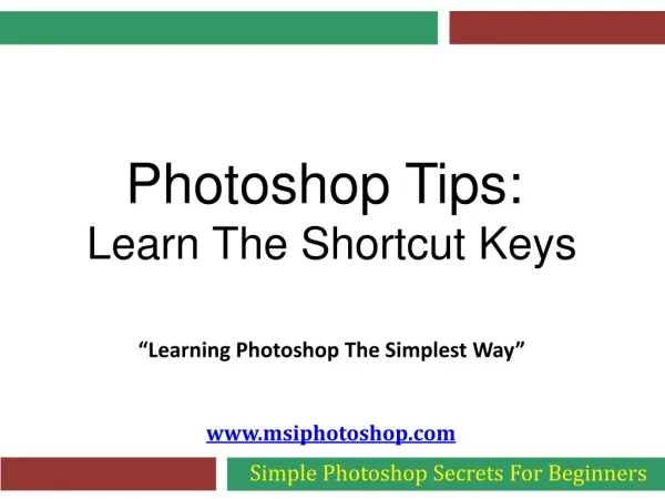 Photoshop Tips - Learn The Shortcut Keys