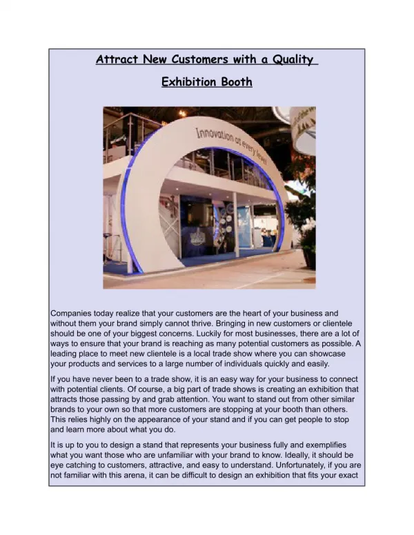 Attract New Customers with a Quality Exhibition Booth