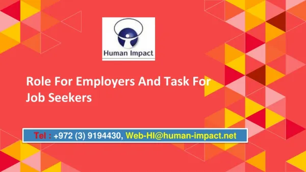 Role For Employers And Task For Job Seekers