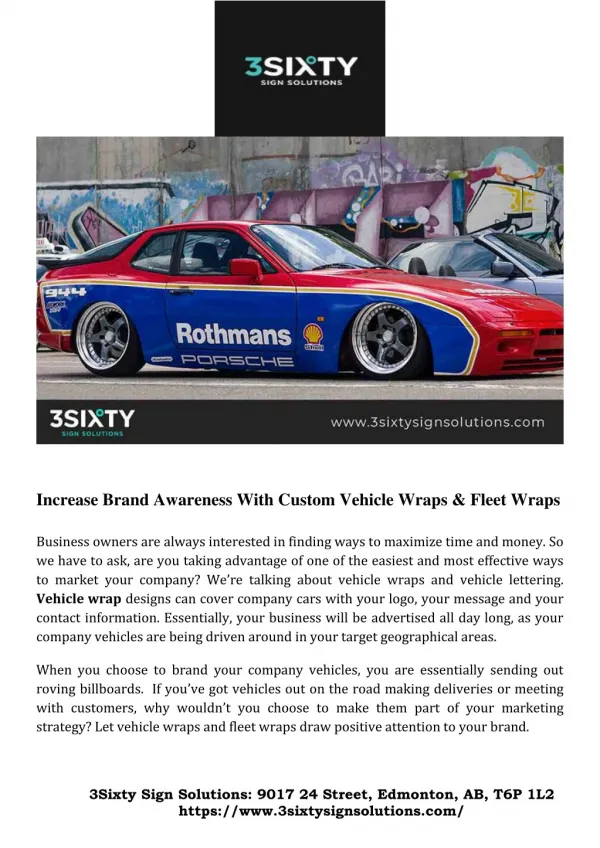 Increase Brand Awareness With Custom Vehicle Wraps & Fleet Wraps
