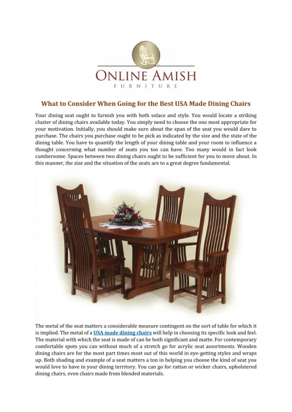 What to Consider When Going for the Best USA Made Dining Chairs