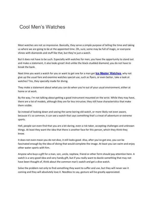 Cool Men’s Watches
