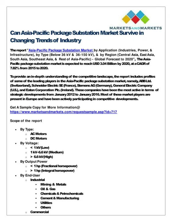 Can Asia-Pacific Package Substation Market Survive in Changing Trends of Industry