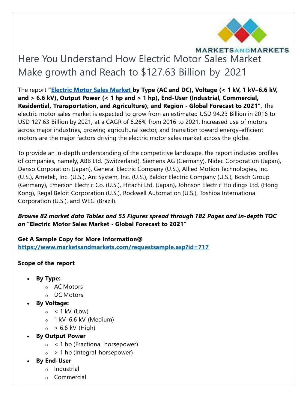 here you understand how electric motor sales