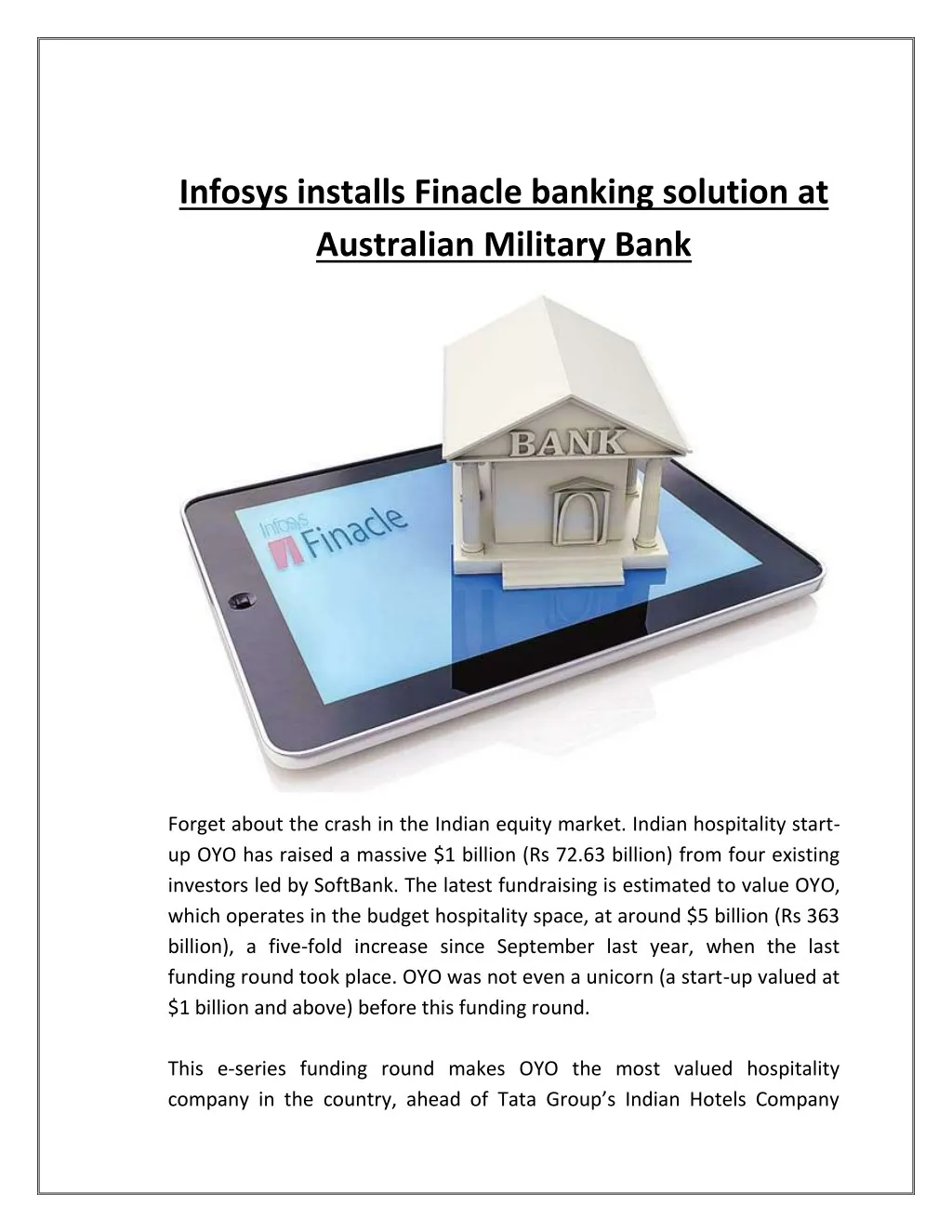 infosys installs finacle banking solution