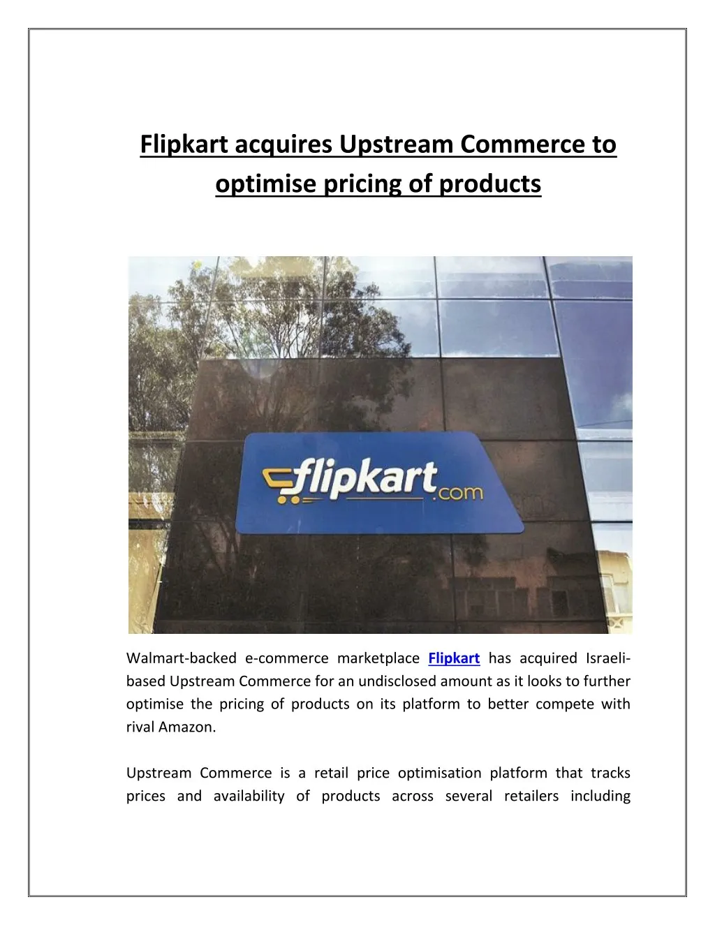 flipkart acquires upstream commerce to optimise