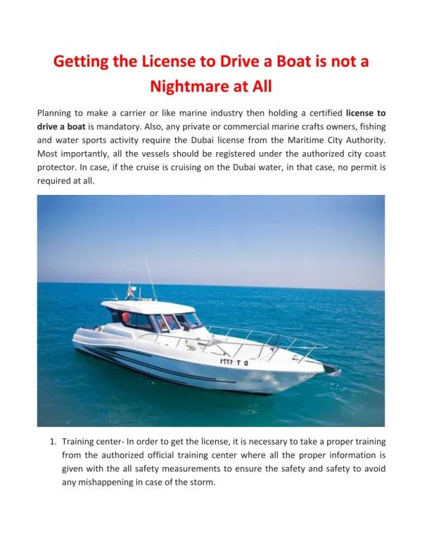 Getting the License to Drive a Boat is not a Nightmare at All