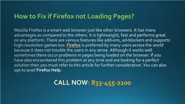 1-833-455-2100 How to Fix if Firefox not Loading Pages?