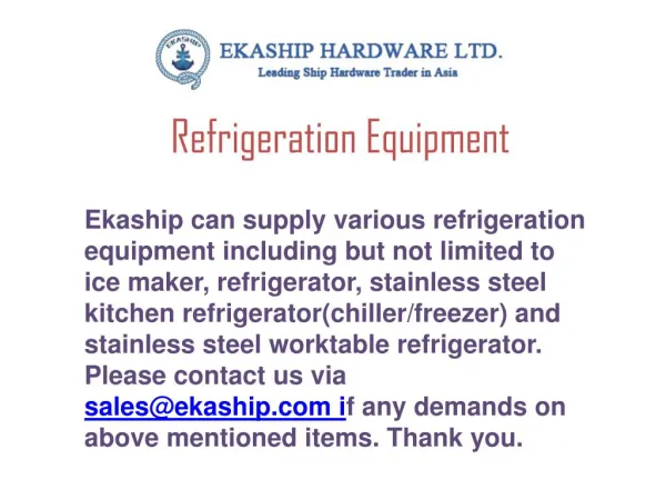 Ekahsip - Refrigeration Equipment