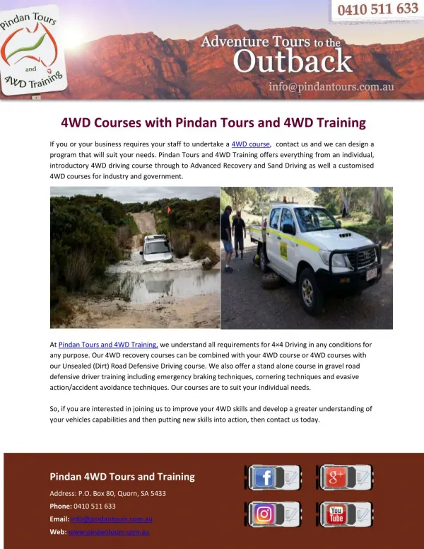 4WD Courses with Pindan Tours and 4WD Training