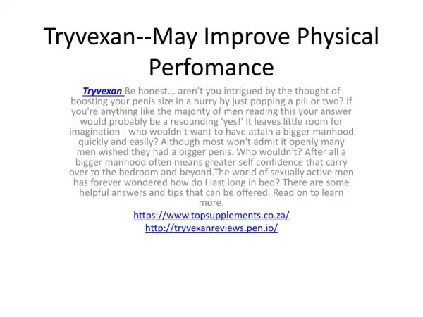 Tryvexan--More Energy To Go Long Night