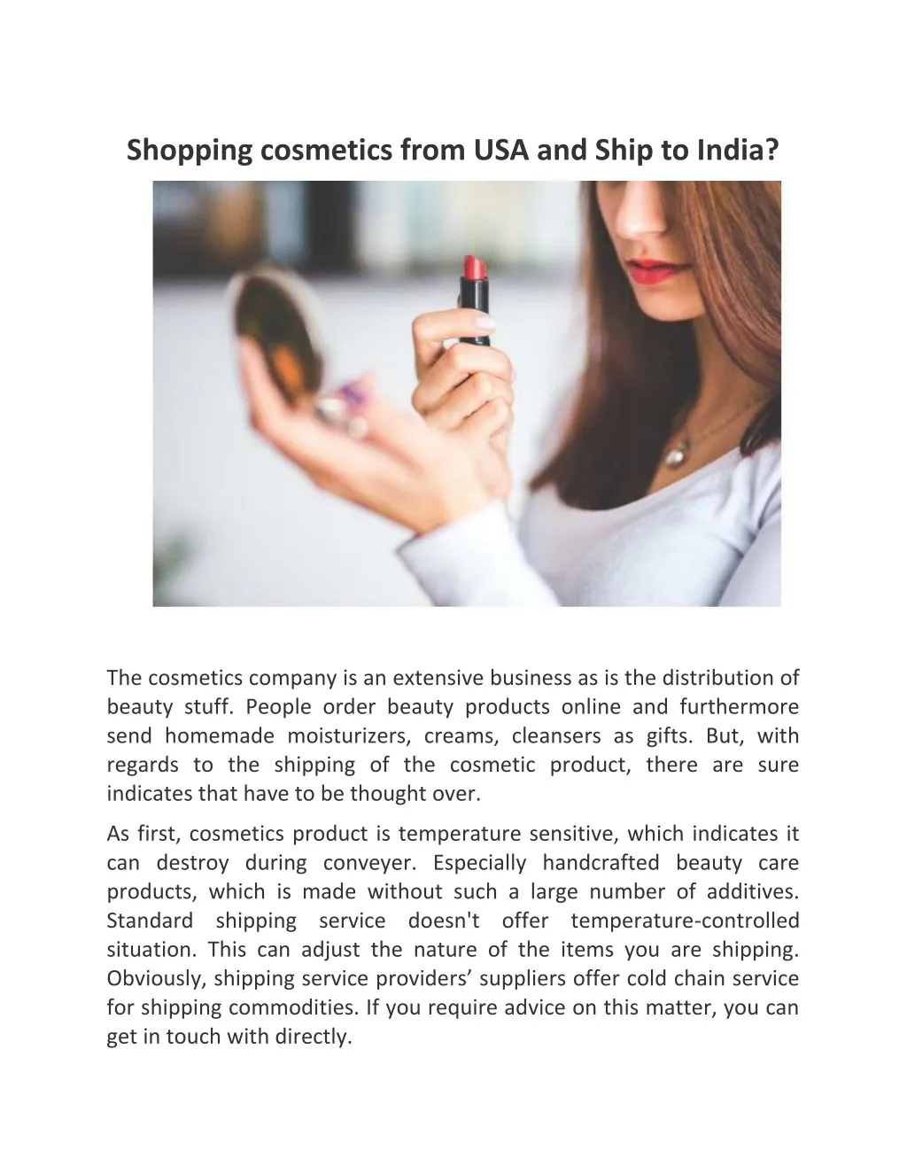 shopping cosmetics from usa and ship to india